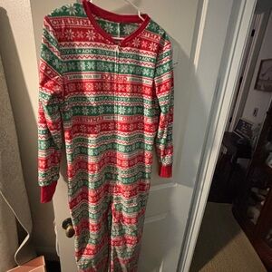 Festive Red and Green womens Pajamas onesie Christmas